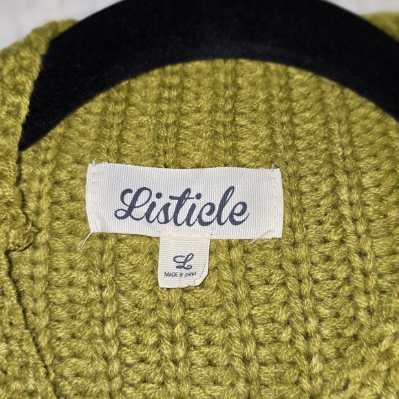 Listicle Olive Cable Knit Women's Mockneck Sweater Streetwear Trendy Retro - Picture 3 of 6